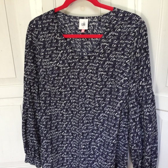 CAbi Black and White Script Tunic - Picture 8 of 15